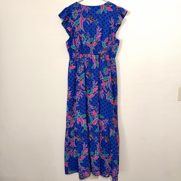Baltic Born Indigo Print Biscayne Blue & Pink Maxi Dress SIZE XL - Picture 8 of 8